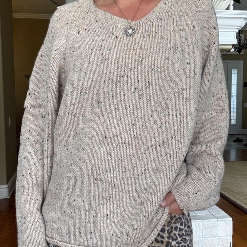 90s Woolrich cream & tan speckled chunky knit sweater oversized outdoors